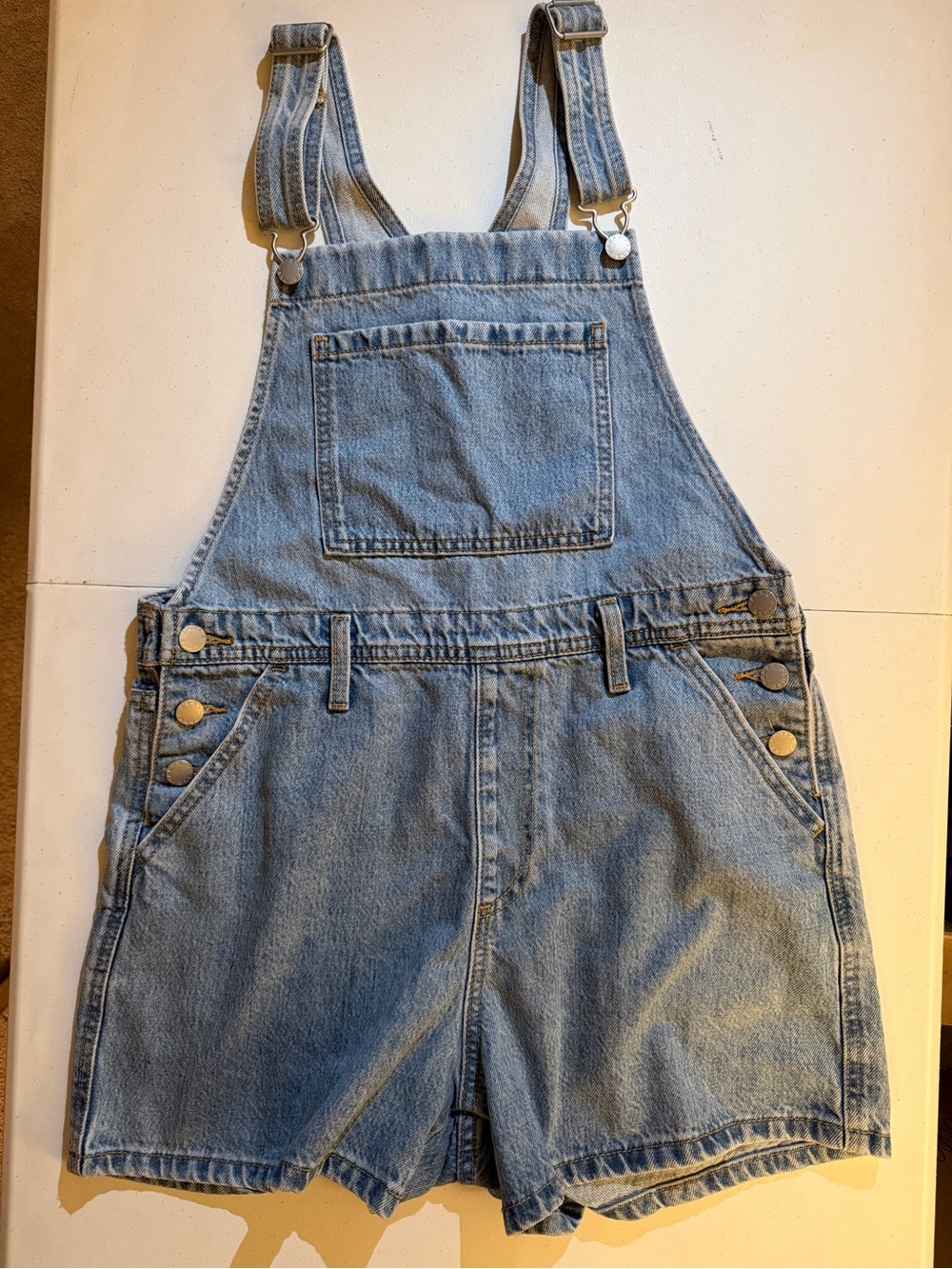 Parke x Target Light Wash Denim Short Overalls - Blue - Picture 2 of 5
